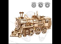 ROBOTIME Mechanical Gears 3D Puzzle Movement Assembled Wooden Locomotive