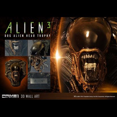 Dog Alien Head Trophy Open Mouth Wall Art